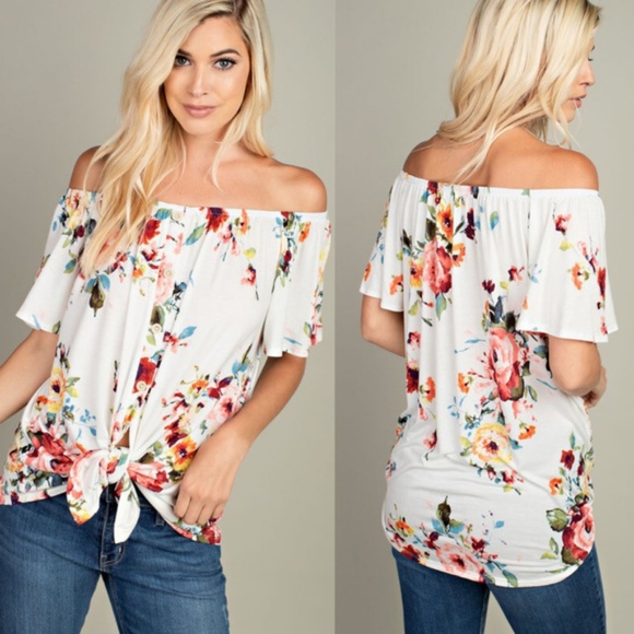 1 4 3 Story  by Line Up Tops - {143Story by Line Up}Sz M Floral Off ShoulderTop